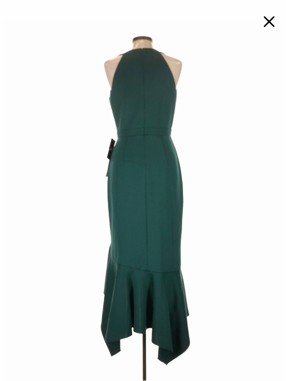 Xscape Emerald Green High-Low Ruffle V-Neck Dress - Picture 2 of 4